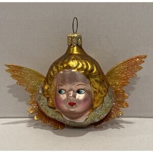 CHRISTOPHER RADKO CHERUB 3" ANGEL ORNAMENT GOLD RARE VINTAGE CHRISTMAS